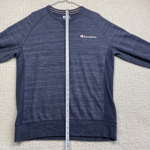 Champion Sweatshirt Men's M Long Sleeve Embroidered V-Stitch Crew Neck Navy - Picture 10 of 12